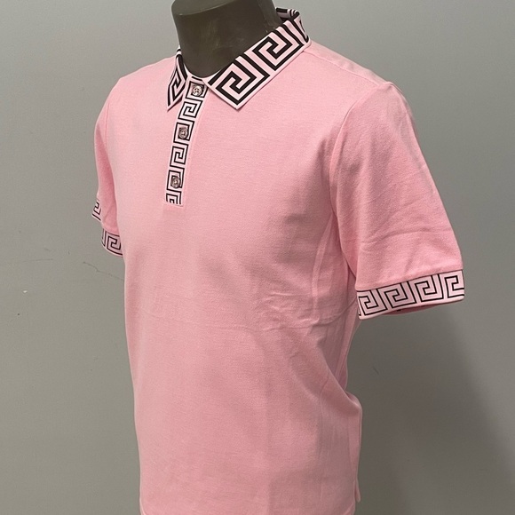 Prestige shirt polo pink modern fit 3 button top contrast collar - Picture 2 of 3